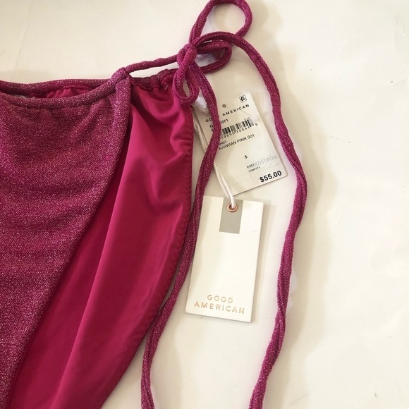 GOOD AMERICAN Woman’s
Sparkle Tiny Ties metallic bikini Bottom Size 5/2X - Picture 9 of 13